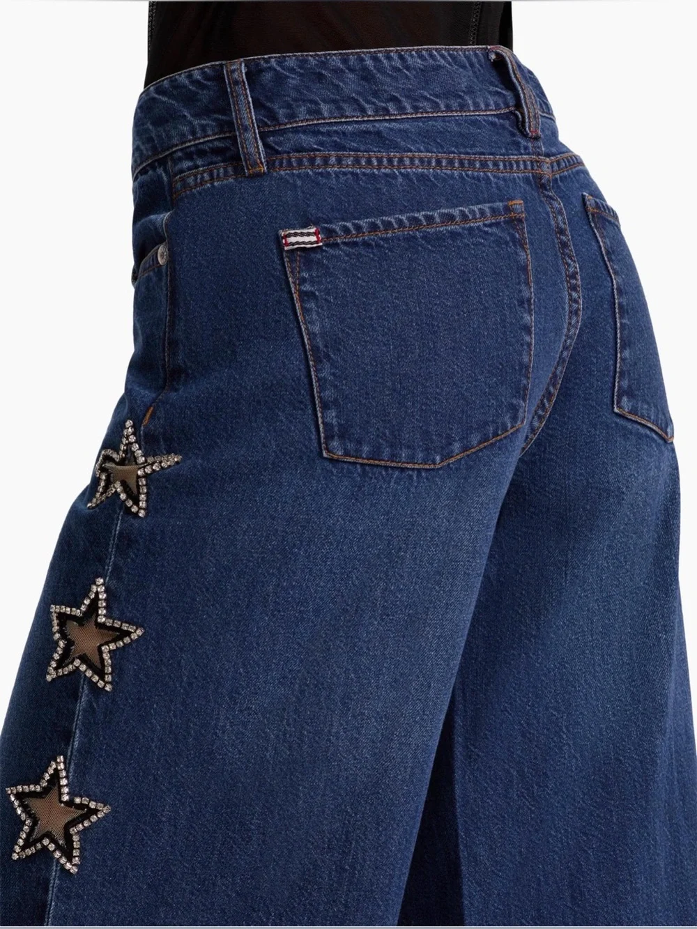 Alice + Olivia Dark Amazing Embellished Mid-Rise Baggy Jeans - Picture 4 of 7